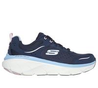 Skechers Women's D'Lux Walker 2.0 Daisy Doll Sneaker, Navy Leather/Mesh/Pink & Blue Trim, 6 UK