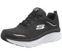 Skechers Women's D'lux Walker Fresh Finesse Sneaker, Black Leather Mesh White Trim 336, 4 UK