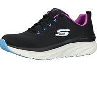 Skechers Women's D'lux Walker Fresh Finesse Sneaker, Black Mesh Mint Trim 100, 5.5 UK