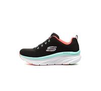 Skechers Women's D'lux Walker Fresh Finesse Sneaker, Black Mesh Mint Trim, 8 UK