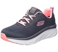 Skechers Women's D'Lux Walker Get Oasis Sneaker, Charcoal Mesh/Coral Trim, 5.5 UK