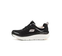 Skechers Women's D'lux Walker Infinite Motion Trainers,Black Leather Mesh Pink Trim,6.5 UK