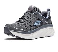 Skechers Women's D'lux Walker Infinite Motion Trainers,Charcoal Leather Mesh Lavender Trim,8 UK