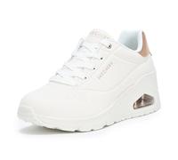 Skechers Womens Duraleather Metallic Trimmed Lace U Runners White/Rose Gold 5.5