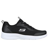 Skechers Women's Dynamight 2.0 - Social Orbit Sneaker in Black/White, Size 5 | Textile/Synthetic, Vegan, Machine Washable