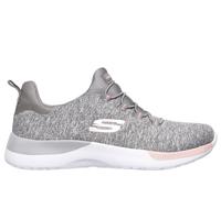 Skechers Women's Dynamight - Break-Through Slip-On Shoes in Gray/Light Pink, Size 4 | Textile/Synthetic, Vegan, Machine Washable