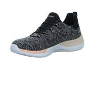 Skechers Women's Dynamight Break-Through Sneaker, Black Mesh/Coral & Natural Trim, 4 UK