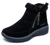 Skechers Easy Going Cool Zip! Leather Women's Black Winter Ankle Boots - UK 3 / EU 36 / US 6