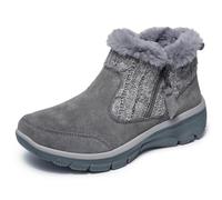 Skechers Women's EASY GOING - COZY INN Zip-Up bootie, Grey, 11 M