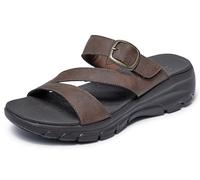 Skechers Women's Easy Going-Slide Sandal, Chocolate, 10