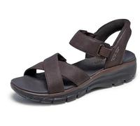 Skechers Women's Easy Going Somewhere Sunny Sneaker, Chocolate Duraleather/Gore, 3 UK