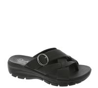 Skechers Women's Easy Going-Sundown Flip-Flop, Black/Black, 11