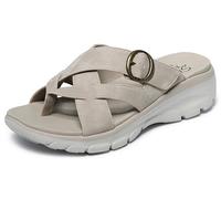 Skechers Women's Easy Going-Sundown Flip-Flop, Taupe, 9.5