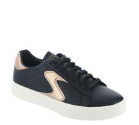 Skechers Women's Eden Lx Beaming Glory Sneaker, Black Duraleather/Rose Gold Trim, 4 UK
