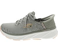 Skechers Women's Edgeride Impression Slip-On Sneakers, Green Knit/Orange Trim, 7 UK