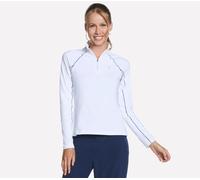Skechers Women's Fairway Long Sleeve 1/4 Zip Top in White, Size Medium | Recycled Nylon/Spandex