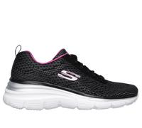 Skechers Women's Fashion Fit - Bold Boundaries Sneaker in Black/Hot Pink, Size 4 | Textile/Synthetic, Vegan