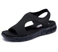 Skechers Women's Flex Appeal 2.0-Deja Vu Sport Sandal, Black, 2 UK