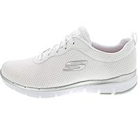 Skechers Women's Flex Appeal 3.0 First Insight Sneaker, White Mesh/Silver Trim, 9 UK