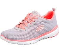 Skechers Women's Flex Appeal 3.0 First Insight Trainers, Lt Gray Mesh Hot Pink Trim, 3 UK