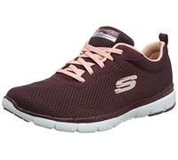 Skechers Women's Flex Appeal 3.0-First Insight Trainers, Red Burgundy Mesh Pink Trim Bupk, 2.5 UK