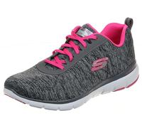 Skechers Women's Flex Appeal 3.0 Insiders Trainers, Black Charcoal Mesh Hot Pink Trim, 4 UK