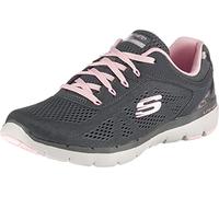 Skechers Women's Flex Appeal 3.0 - Moving Fast Trainers, Grey Charcoal Mesh Duraleather Pink Trim Ccpk, 6 UK