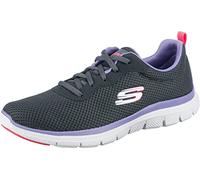 Skechers Women's Flex Appeal 4.0 Brilliant View Sneaker, Charcoal Mesh Lavender Trim, 8 UK