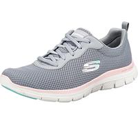Skechers Women's Flex Appeal 4.0 Brilliant View Sneaker, Gray Mesh Light Pink Trim, 3.5 UK