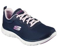 Skechers Women's Flex Appeal 4.0 - Brilliant View Sneaker in Navy Blue/Lavender | Textile/Synthetic, Vegan, Machine Washable