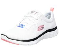 Skechers Women's Flex Appeal 4.0 Brilliant View Sneaker, White Mesh Black Pink Trim, 5.5 UK