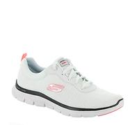 Skechers Women's Flex Appeal 4.0 Brilliant View Sneaker, White Mesh Black Pink Trim, 7 UK