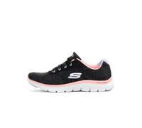 Skechers Women's Flex Appeal 4.0 Fresh Move Sneaker,Black Mesh / Coral & Lavender Trim,6 UK