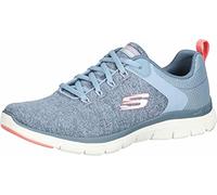 Skechers Women's Flex Appeal 4.0 Low-Top Trainers,Slate Knit/Mesh/Pink Trim,8 UK