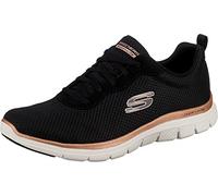 Skechers Women's Trainers Flex Appeal 4.0 Brilliant View – Black Mesh, Rose Gold Trim – UK 3