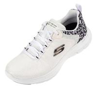 Skechers Women's Flex Appeal 4.0 Wild Ballad Sneaker, White Mesh/Leopard Trim, 4 UK