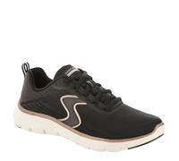 Skechers Women's Flex Appeal 5.0 Luxe Glow Sneaker, Black Mesh/Rose Gold Trim, 4 UK