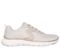 Skechers Women's Flex Appeal 5.0 Luxe Glow Sneaker, Natural Mesh/Gold Trim, 6 UK