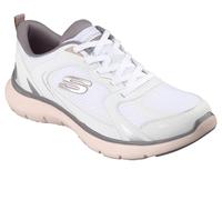Skechers Women's Flex Appeal 5.0 Retro Rush Sneaker, White Duraleather/Mesh/Multi Trim, 3.5 UK