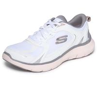 Skechers Women's Flex Appeal 5.0 Retro Rush Trainers, White Duraleather/Mesh/Multi Trim, 8 UK