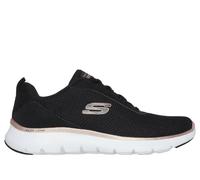 Skechers Women's Flex Appeal 5.0 - Uptake Sneaker in Black/Rose Gold, Size 2 | Textile/Synthetic, Vegan, Machine Washable