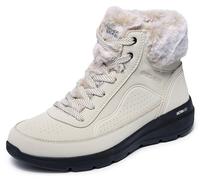 Skechers Women's Glacial Ultra Mountain Muse Sneaker, Natural/Black Synthetic, 4 UK