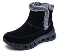 Skechers Women's Glide-Step Pro-Cozy Wish Hands Free Slip-ins Ankle Boot, Black/Black, 5