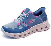 Skechers Women's Glide-Step Pro Slip-On Sneakers, Slate Mesh/Pink Trim, 4 UK