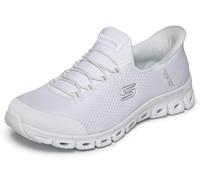 Skechers Women's Glide-Step Pursuit Slip-In Trainers, White Mesh/Silver Trim, 8 UK