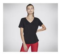 Skechers Women's Godri Serene V-neck Tee T Shirt, Bold Black, M UK
