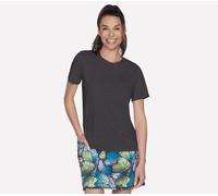 Skechers Women's GO DRI Swift T-Shirt in Black/Charcoal, Size Small | Polyester/Spandex