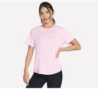 Skechers Women's GO DRI Swift T-Shirt in White/Pink, Size Small | Polyester/Spandex
