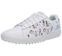 Skechers Women's Go Drive Dogs at Play Spikeless Golf Shoe, White/Blue, 10 M US