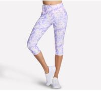 Skechers Women's GO FLEX Printed High Waisted Capri in White/Purple/Pink, Size Medium | Nylon/Spandex